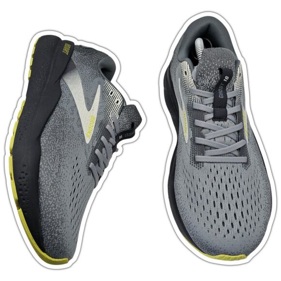Brooks Ghost 16 Grey Primer Lime Mens 9.5 Extra Wide 4E Running Shoes Sneakers main image 11